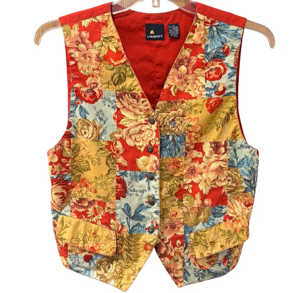90s patchwork floral vest, size medium - Picture 1 of 7